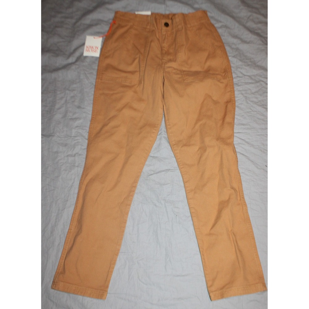 Knox Rose Brown Fall Autumn Straight Leg Pant High Rise Elastic Waist Size L 30"